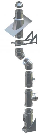 Schemadarstellung eines Doppelwand- Edelstahl Kamins